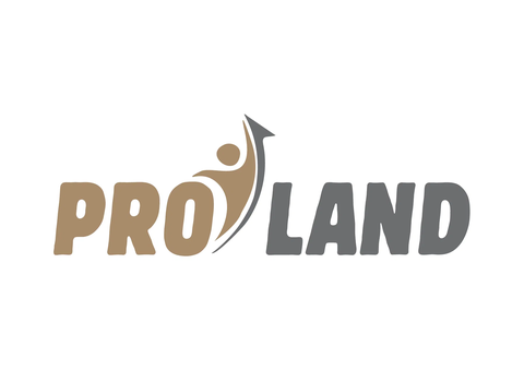 Logotip Pro Land s stiliziranim človekom
