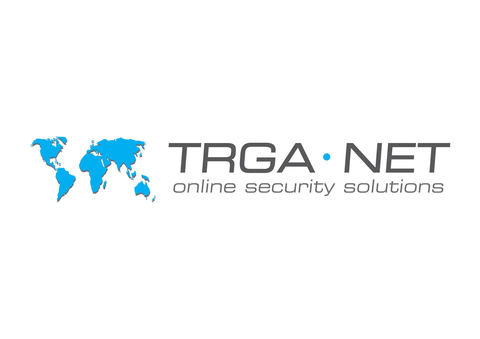 Logotip TRGA.NET z zemljevidom sveta
